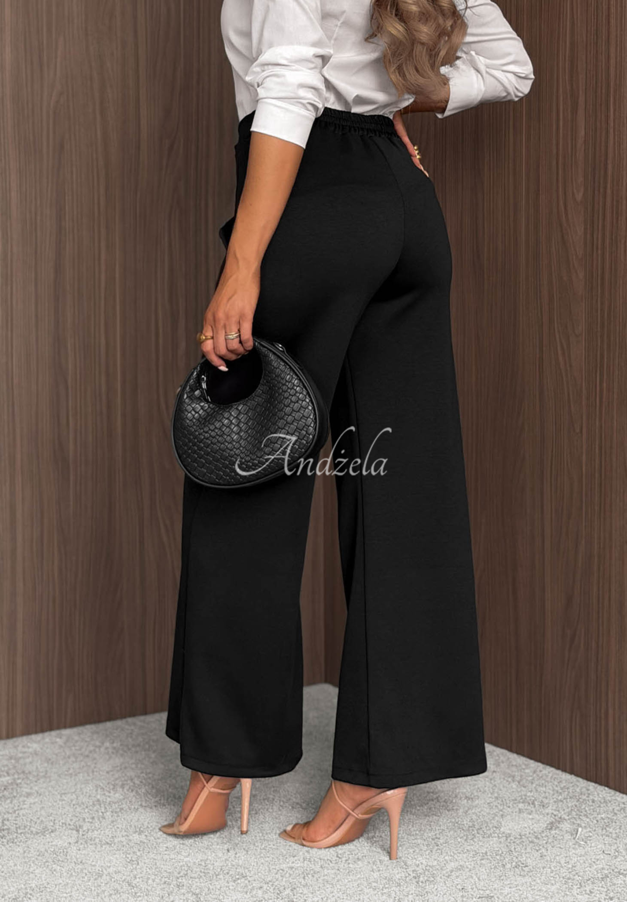 Pantaloni wide leg din viscoză cu nasturi Gentle Pause