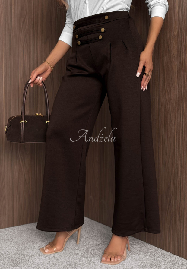 Pantaloni wide leg din viscoză cu nasturi Gentle Pause