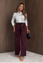 din material textil Pantaloni wide leg Gentle Pause bej