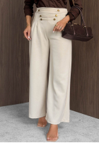 din material textil Pantaloni wide leg Gentle Pause bej