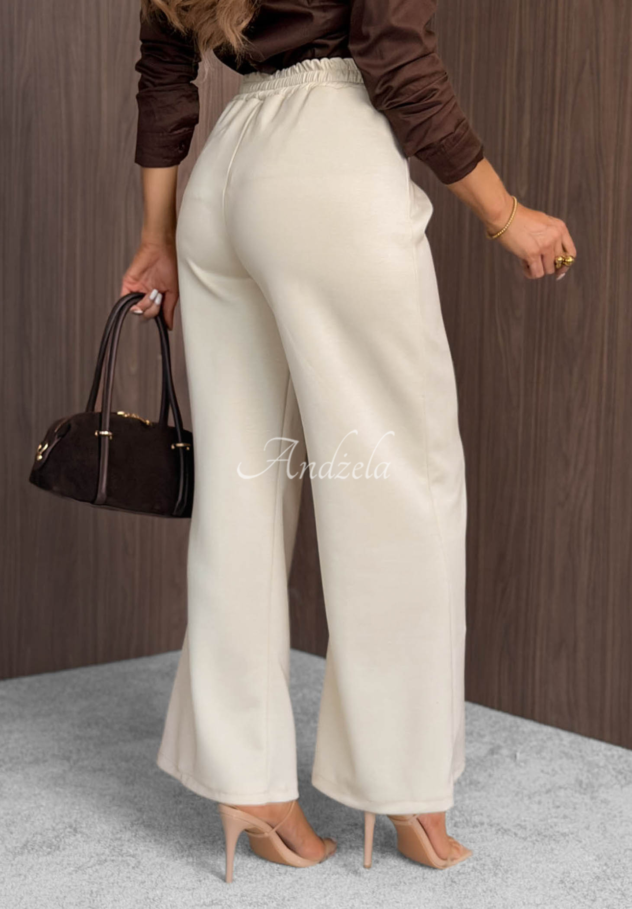 Pantaloni wide leg din viscoză cu nasturi Gentle Pause