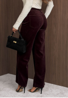 Sztruksowe Pantaloni z paskiem Everyday Icons ciemnoczekoladowe