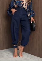 Pantaloni din denim balloon Iconic Fit ciemnoniebieskie