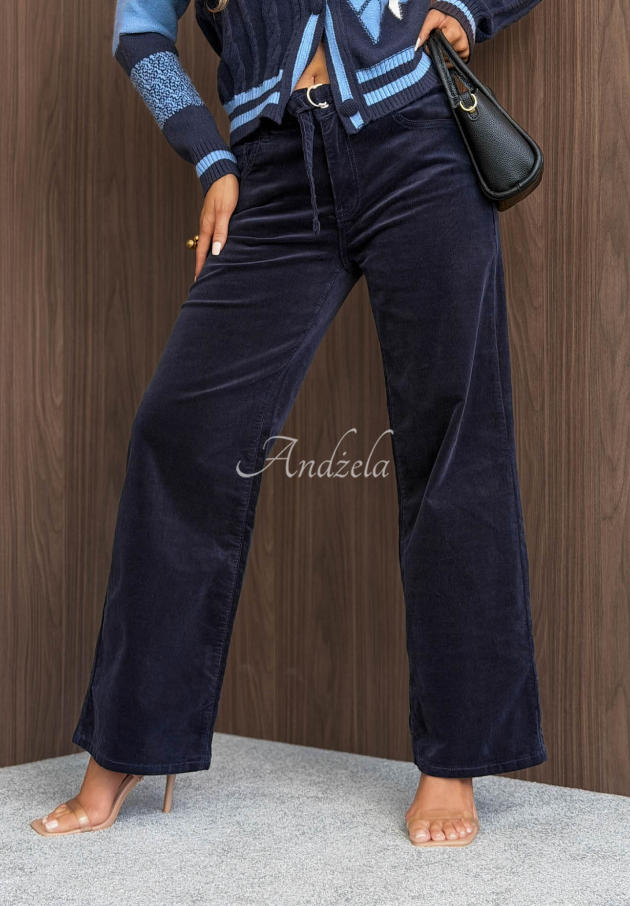 Pantaloni din catifea raiată cu curea Everyday Icons