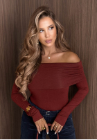 Bluză longsleeve z odkrytymi ramionami Rain Romance ecru