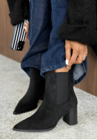zamszowe Botine z noskiem w szpic Spiced Latte negre