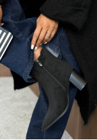 zamszowe Botine z noskiem w szpic Spiced Latte negre