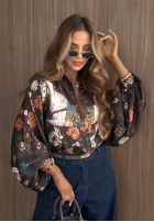 Cămașă z szerokimi rękawami cu modele Silent Harmony bluemarin