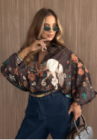 Cămașă z szerokimi rękawami cu modele Silent Harmony bluemarin