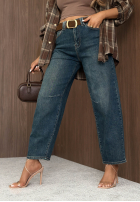 Pantaloni din denim balloon Never Enough albastre