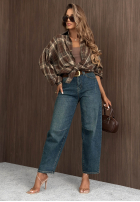 Pantaloni din denim balloon Never Enough albastre