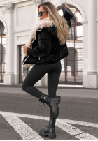 Scurtă pikowana Geacă bomberka z futerkiem Alpine Cozy ecru