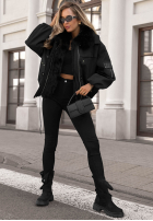 Scurtă Geacă parka z futerkiem Cold North czarna