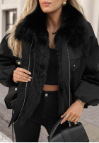 Scurtă Geacă parka z futerkiem Cold North czarna