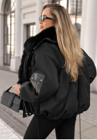 Scurtă Geacă parka z futerkiem Cold North czarna