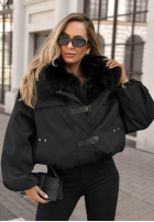 Scurtă Geacă parka z futerkiem Cold North czarna