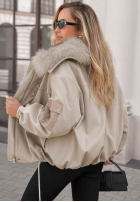 Scurtă Geacă parka z futerkiem Cold North czarna