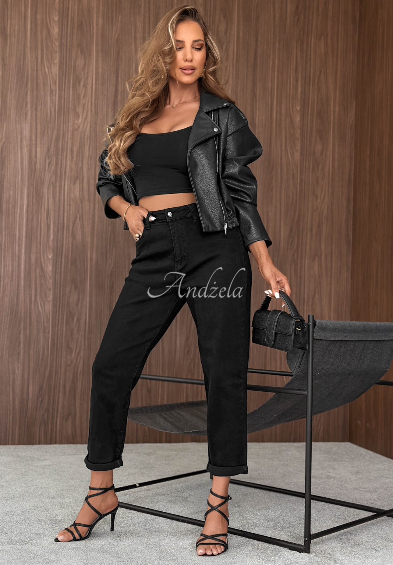 Blugi mom fit cu curea Soft Fog