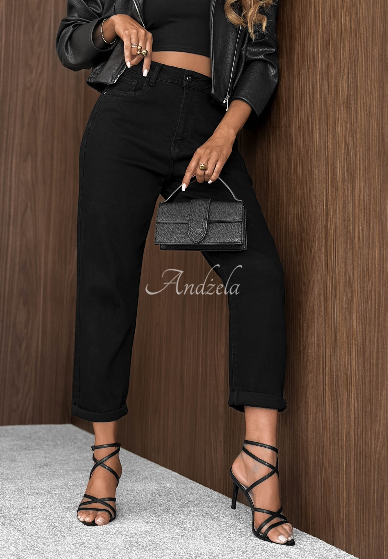 Blugi mom fit cu curea Soft Fog