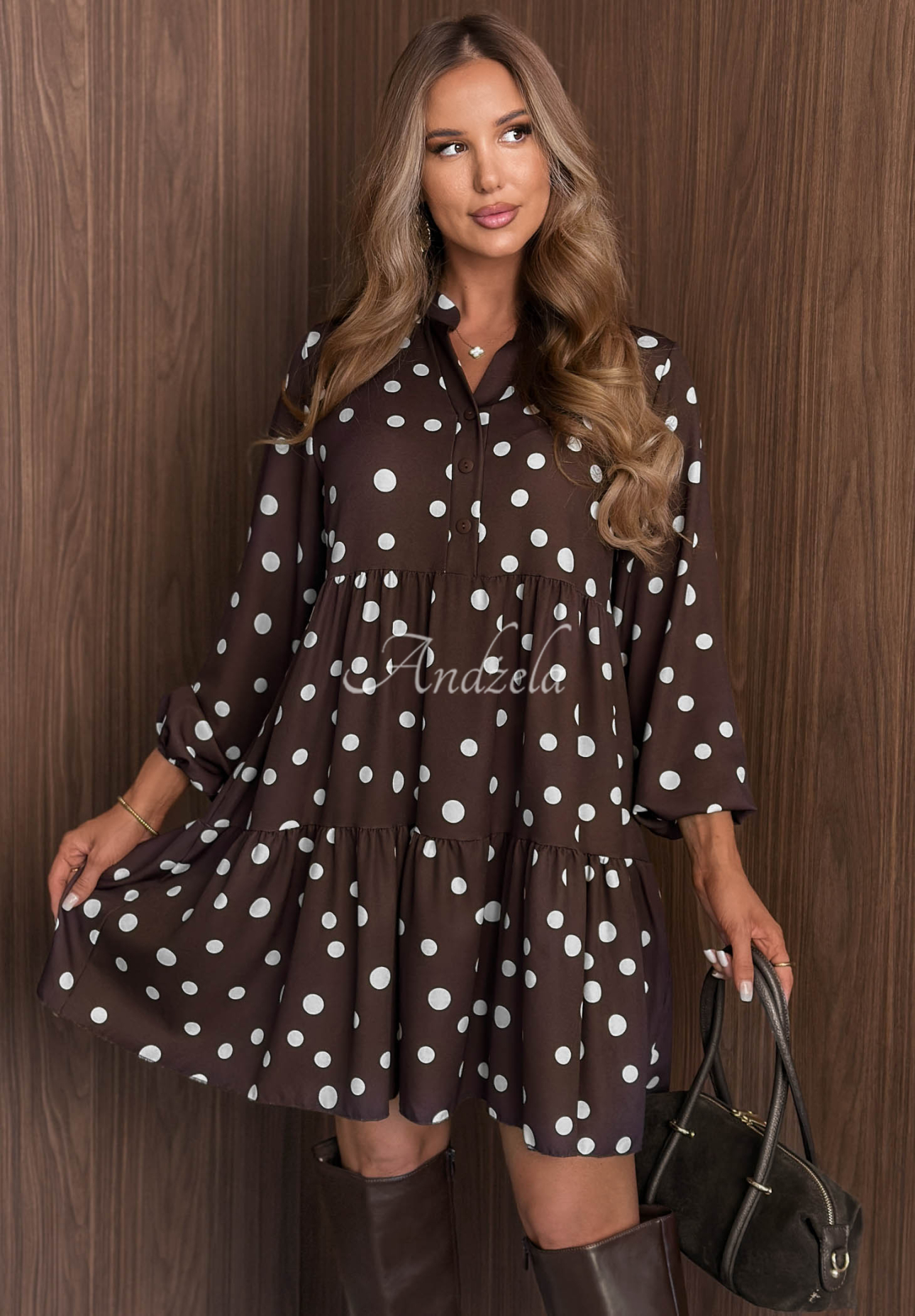 Rochie oversize cu volănașe și buline Modern Charm
