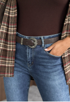 Pantaloni din denim skinny z paskiem Let Me See albastre