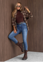 Pantaloni din denim skinny z paskiem Let Me See albastre