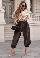 Sztruksowe Pantaloni joggery September Edit bej