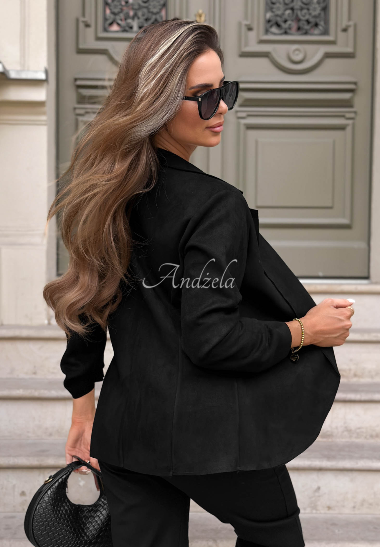 Sacou din piele întoarsă fără închidere Flawless Style