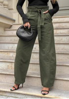 Pantaloni din denim mom fit Honey Light kaki