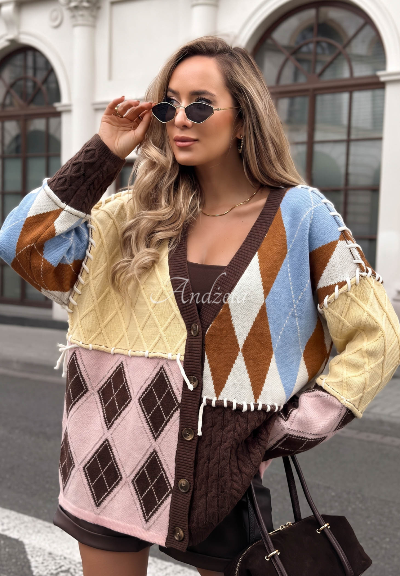 Cardigan cu imprimeu din materiale combinate cu viscoză Misty Amour