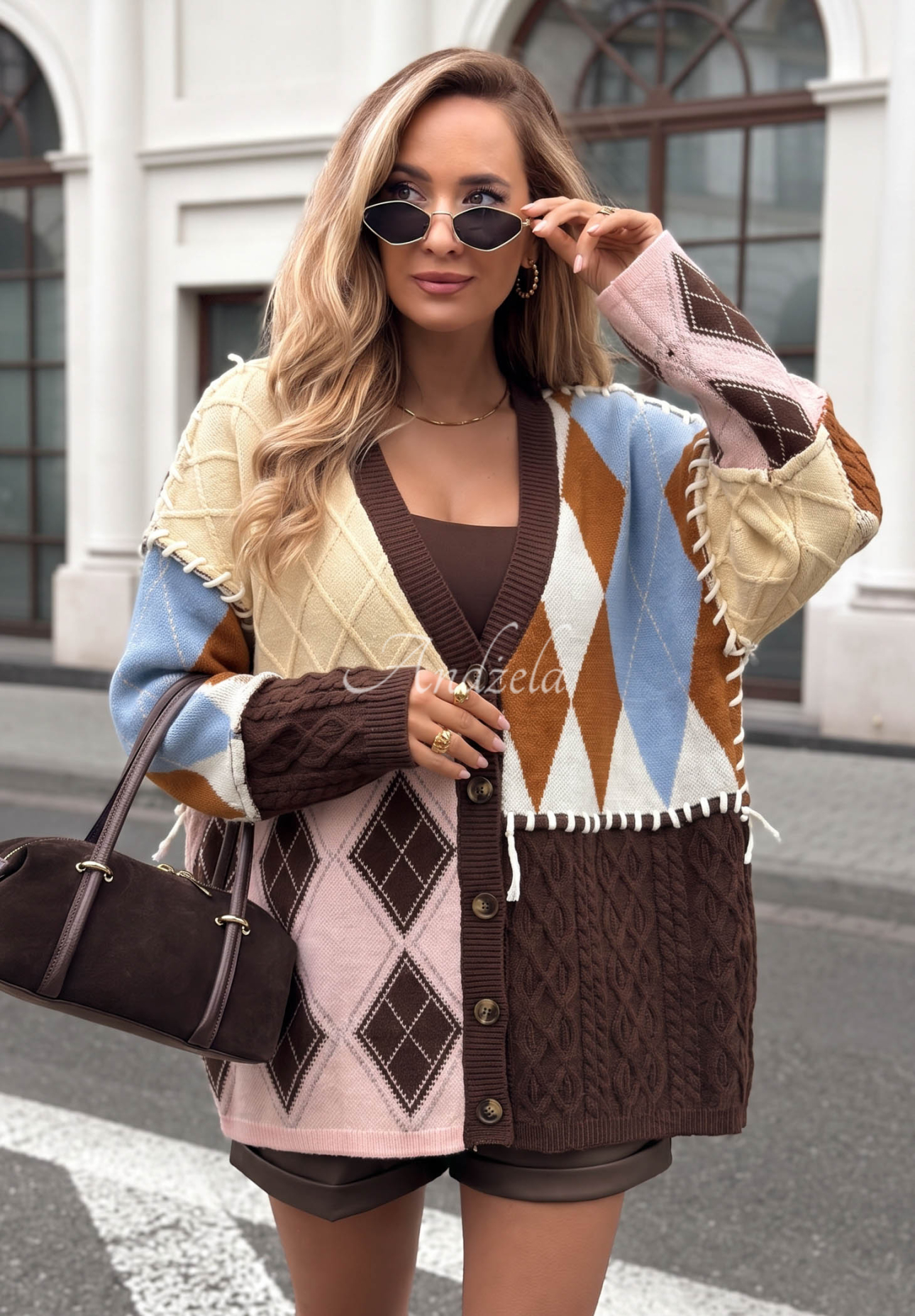Cardigan cu imprimeu din materiale combinate cu viscoză Misty Amour