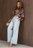 Pantaloni din denim wide leg Cool Days albastru deschis