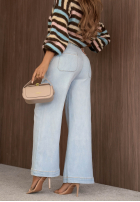 Pantaloni din denim wide leg Cool Days albastru deschis