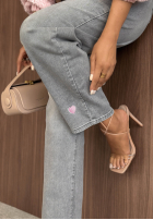 Pantaloni din denim mom fit TTimeless Style jasnoszare