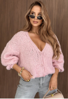 Krótki Cardigan oversize z zapięciem Velvet Morning ciocolatiu
