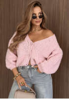Krótki Cardigan oversize z zapięciem Velvet Morning ciocolatiu