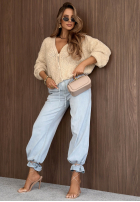 Krótki Cardigan oversize z zapięciem Velvet Morning ciocolatiu