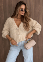 Krótki Cardigan oversize z zapięciem Velvet Morning ciocolatiu