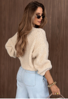 Krótki Cardigan oversize z zapięciem Velvet Morning ciocolatiu