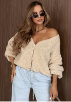 Krótki Cardigan oversize z zapięciem Velvet Morning ciocolatiu