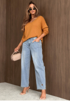 Pantaloni din denim mom fit Casual Vibes albastru deschis