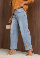 Pantaloni din denim mom fit Casual Vibes albastru deschis