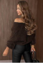 Krótki Cardigan oversize z zapięciem Velvet Morning ciocolatiu