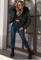 Scurtă pikowana Geacă z futerkiem Frosty Darling ciocolatie