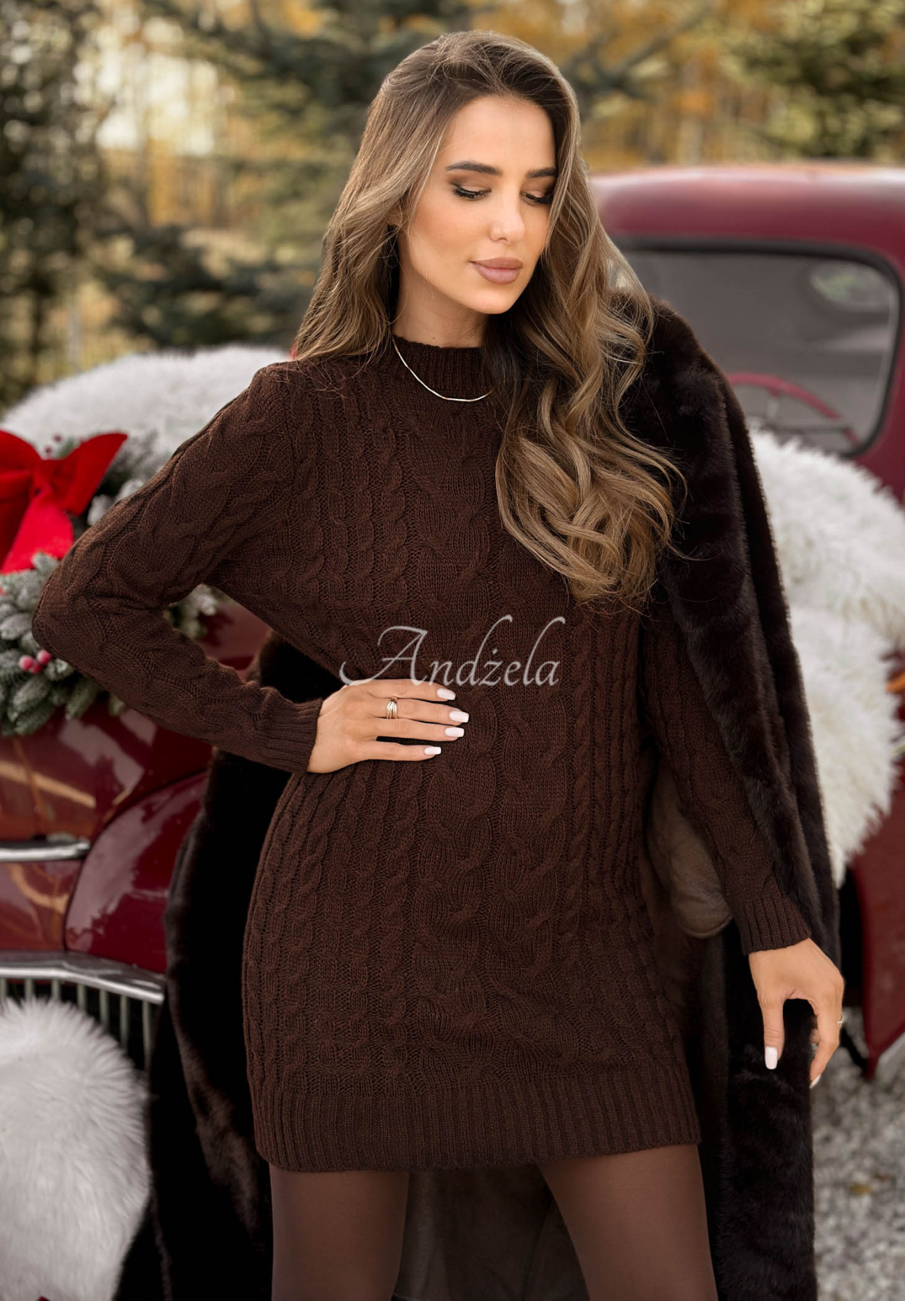 Rochie pulover cu împletitură decorativă Now Speak