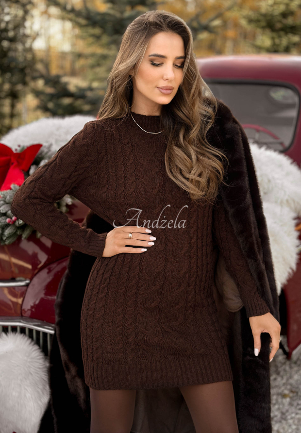 Rochie pulover cu &icirc;mpletitură decorativă Now Speak