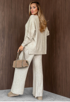 Dzianinowy Compleu Pulover i Pantaloni wide leg Faded Skies ciocolatiu
