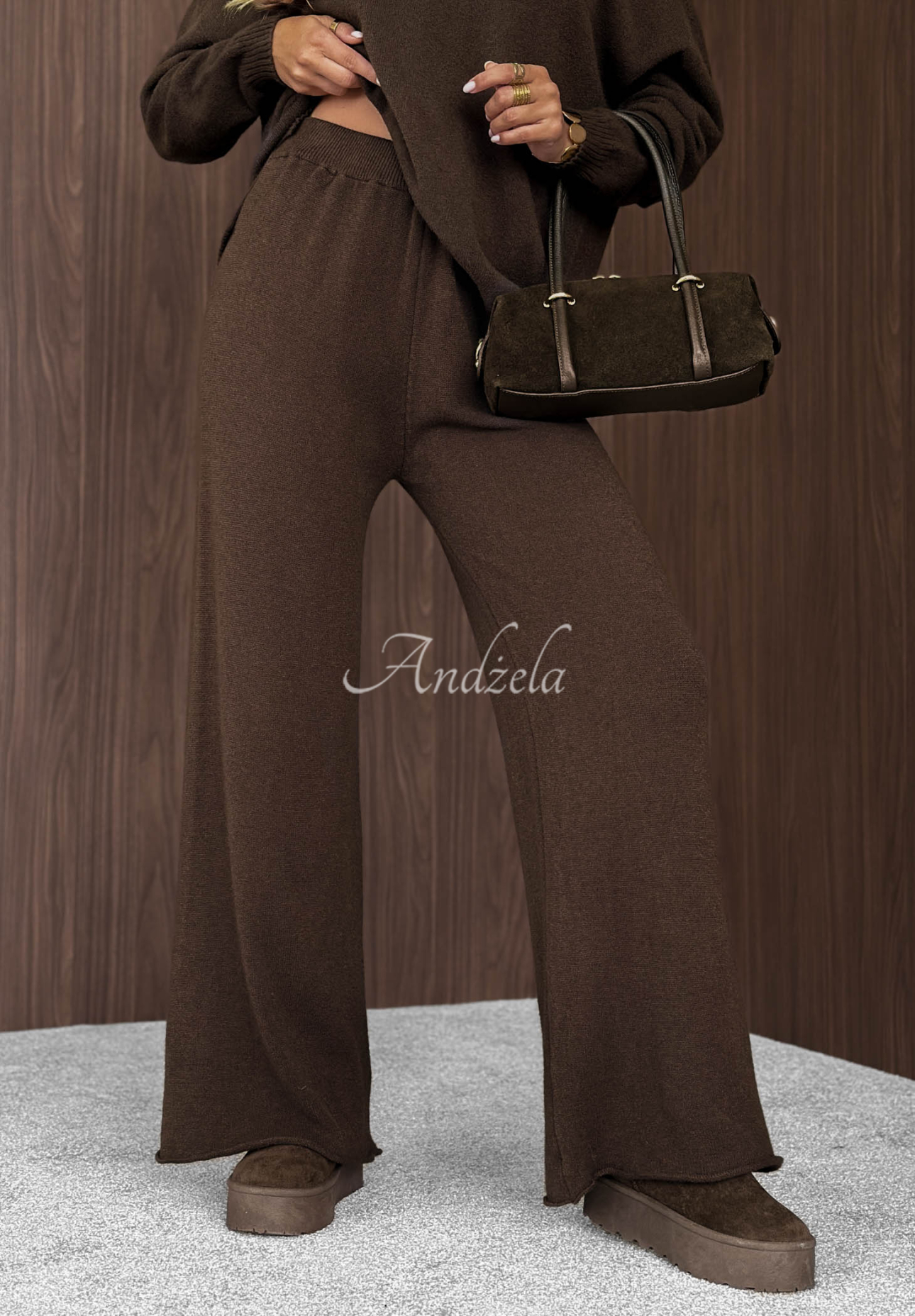 Compleu tricotat din viscoză cu pulover și pantaloni Faded Skies