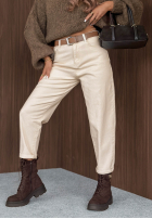 Pantaloni din denim balloon z paskiem Not Again ecru