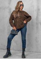 Pulover cu model tip panteră i serduszka Romantic Autumn ciocolatiu